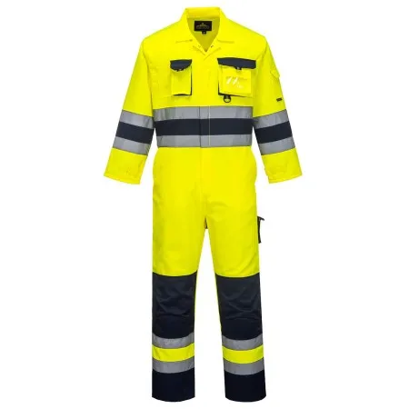 Portwest Hi-Vis Coverall Yellow/Navy - TX55 FRONT