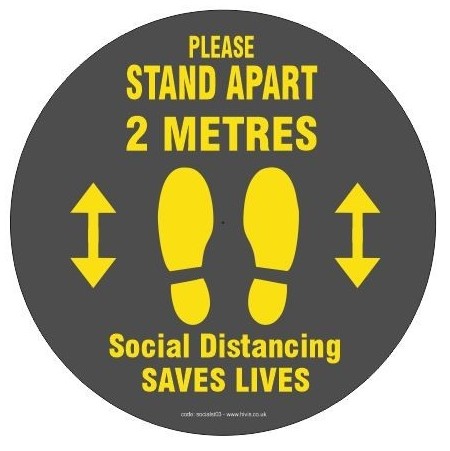 Social Distancing Floor Sticker Round Grey 2 Metres