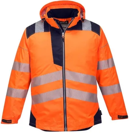 Portwest T400 Vision Hi-Vis Rain Jacket Orange/Navy