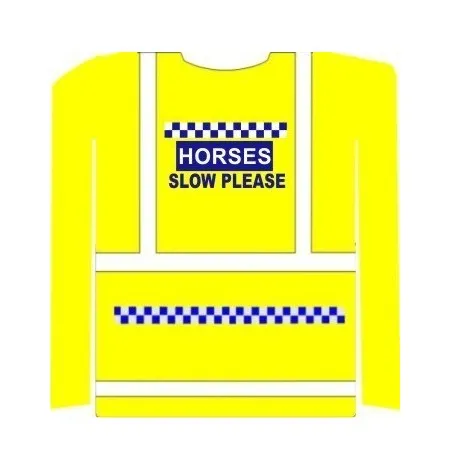 Printed Horse Riding hi vis vest Long Sleeve SLOW POLITE NOTICE