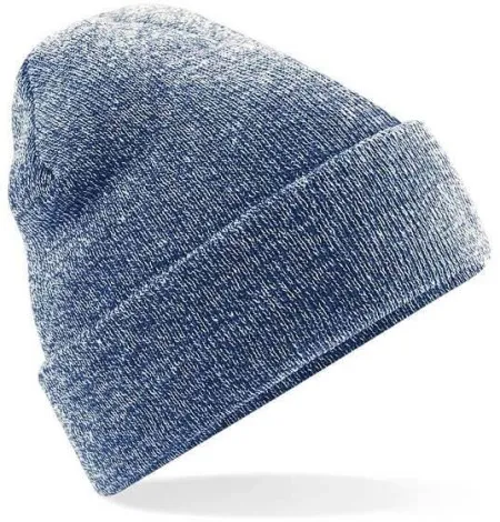 Embroidered Knitted Beanie Hat Beechfield BC045 Heather Navy