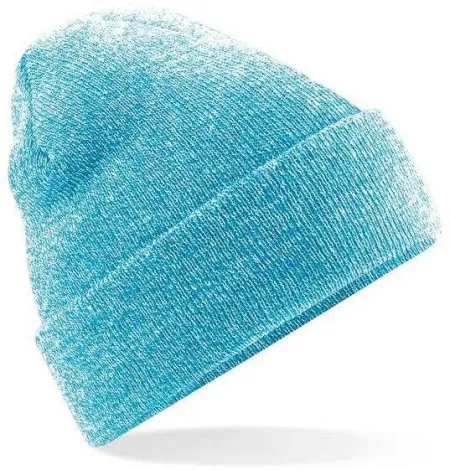 Embroidered Knitted Beanie Hat Beechfield BC045 Heather Surf