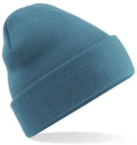 Embroidered Knitted Beanie Hat Beechfield BC045 Airforce Blue