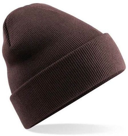 Embroidered Knitted Beanie Hat Beechfield BC045 Chocolate