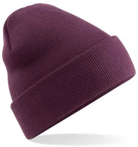 Embroidered Knitted Beanie Hat Beechfield BC045 PlumEmbroidered Knitted Beanie Hat Beechfield BC045