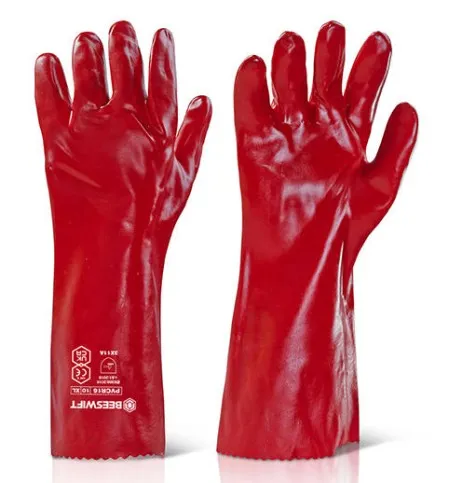 Chemical Red PVC Gauntlet 16 inch long PVCG