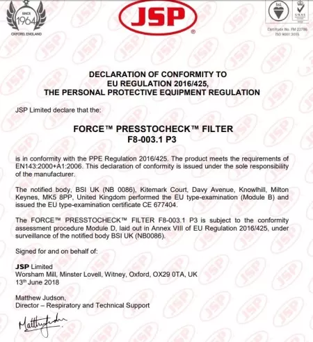 JSP Press to check filters P3 filters Pack of 2