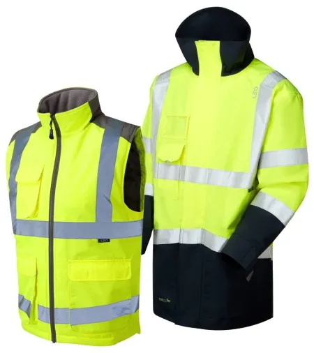 3-in-1 Unpadded Waterproof Coat with Bodywarmer A04/BW01 Yellow/Navy
