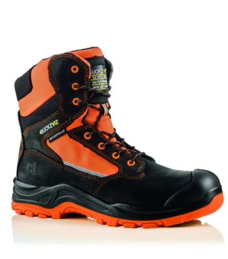 Buckbootz Black Orange Hi Vis Safety Boot BVIZ1
