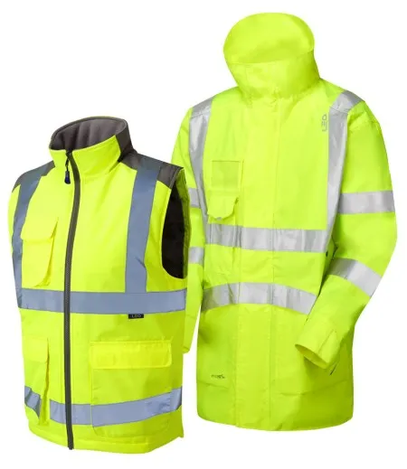 3-in-1 Unpadded Waterproof Coat with Bodywarmer A04/BW01 Yellow
