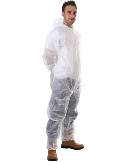 White Disposable Coverall with hood