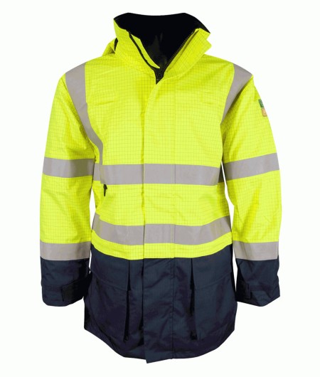 Yellow & Blue Flame retardant & Anti Static Hi Vis coat