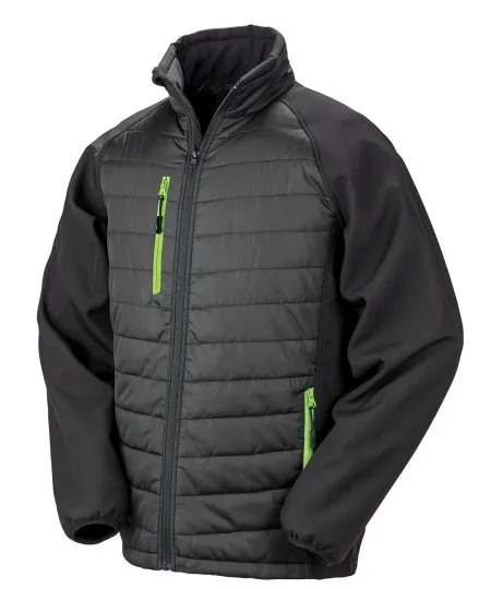 Padded Softshell Jacket Result R237X Black/Lime