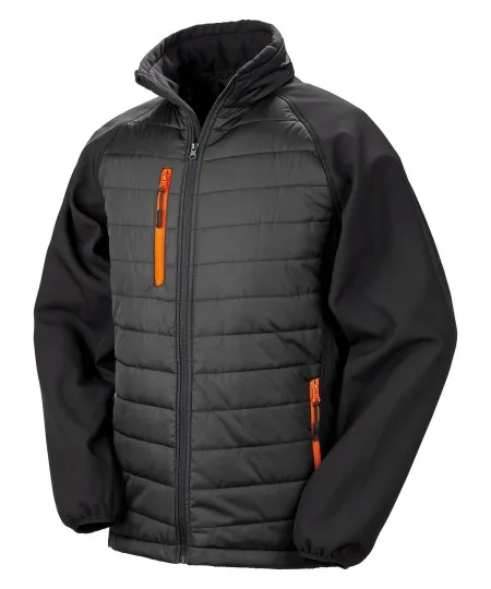 Padded Softshell Jacket Result R237X Black/Orange