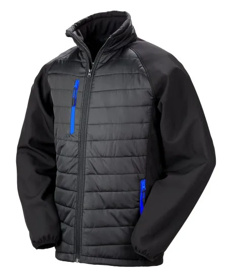 Padded Softshell Jacket Result R237X Black/Royal