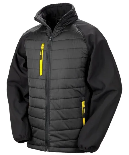 Padded Softshell Jacket Result R237X Black/Yellow