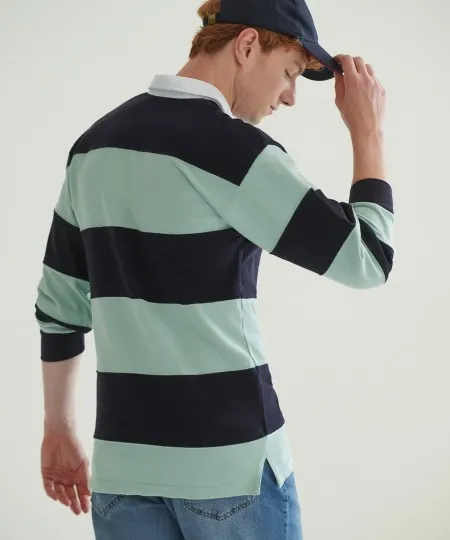 Front Row FR08M,Sewn stripe rugby shirt