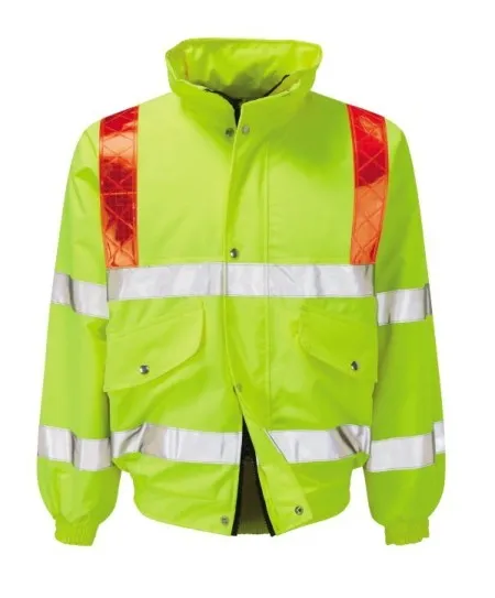Hi Vis Bomber Bomber Jacket with red Braces