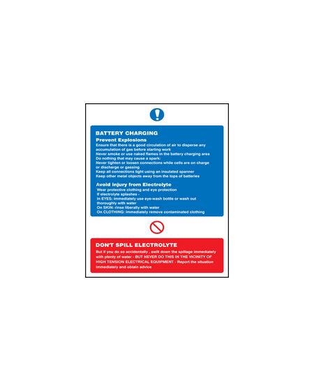 Battery charging precautions sign