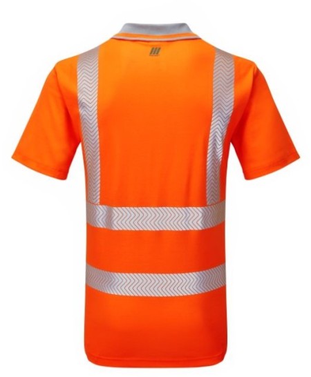 PULSAR Life Men's Sustainable Hi Vis Poloshirt Orange LFE924 Rear