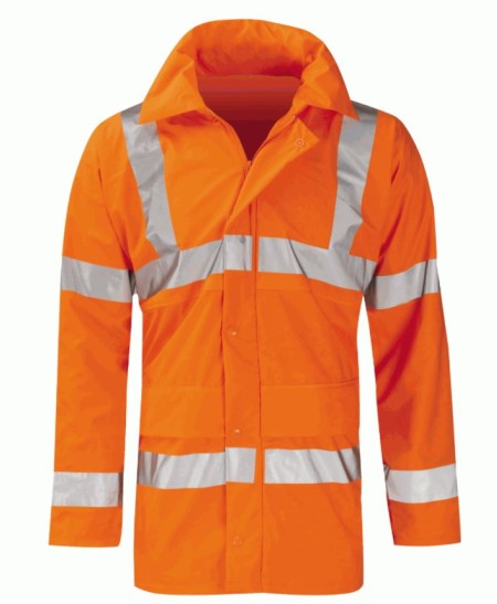 Waterproof Orange flexible hi vis coat go rt 3279