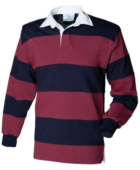 FR08M Striped L/S rugby shirt Burgundy/Navy