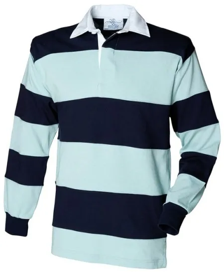 FR08M Striped L/S rugby shirt Duck Egg/NavyFR08M Striped L/S rugby shirt