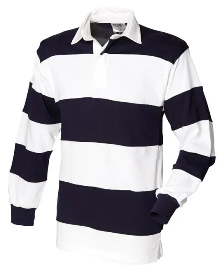 FR08M Striped L/S rugby shirt White/Navy