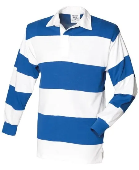 FR08M Striped L/S rugby shirt White/Royal
