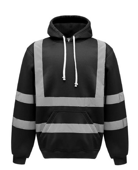 HVK05 Personalised Pull-Over Hivis Hoodie Black Front