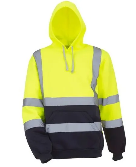 HVK05 Personalised Pull-Over Hivis Hoodie Yellow Navy Front