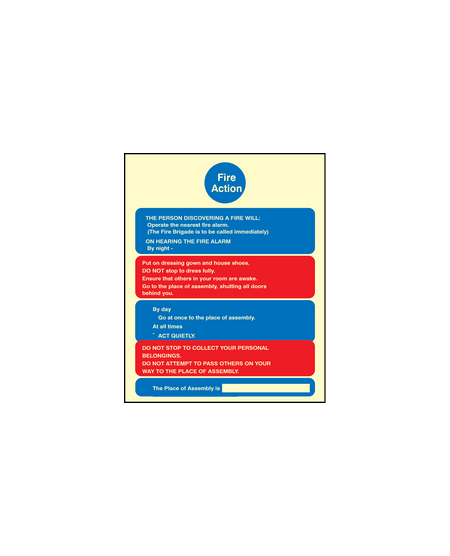 Fire action residential care homes sign