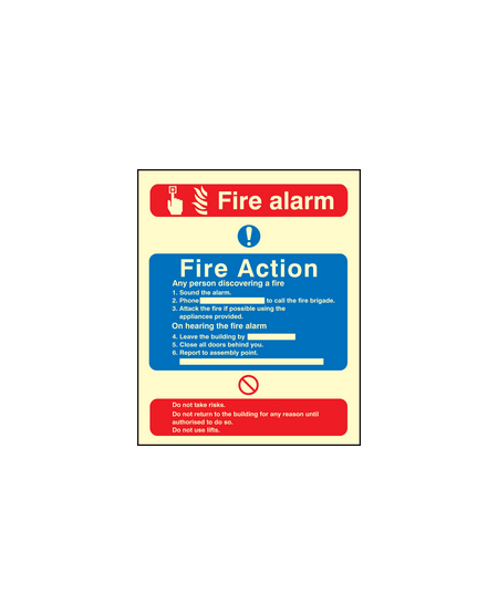 Fire action/call point without lift sign