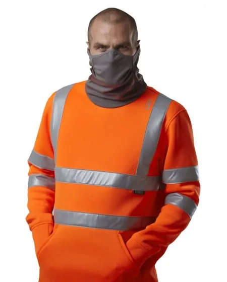 SS06 Hivis Sweatshirt With Snood Orange Leo