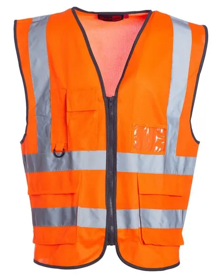 Premium Hi Vis Vest with Pockets Blackrock Orange