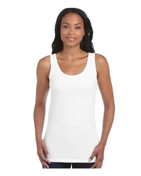 Gildan White Ladies tank top vest