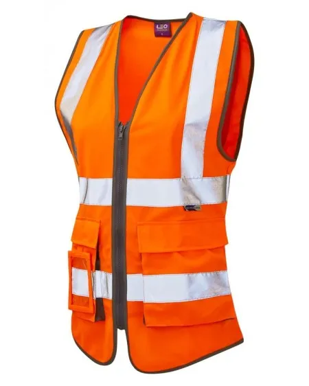 Ladies Hi Vis Vest With Pockets Leo WL11 Yellow