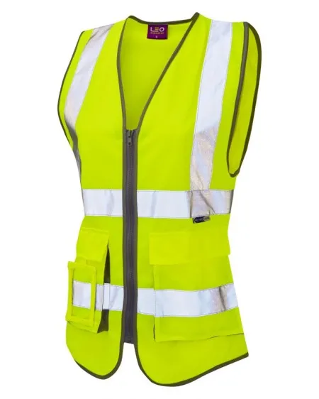 Ladies Hi Vis Vest With Pockets Leo WL11 Orange