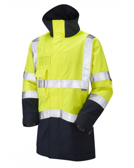 Breathable Hivis Coat Leo A04 Yellow/Navy