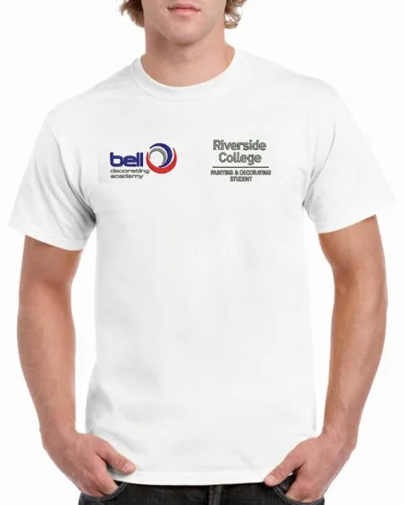 White Unisex tee shirt & riverside logos