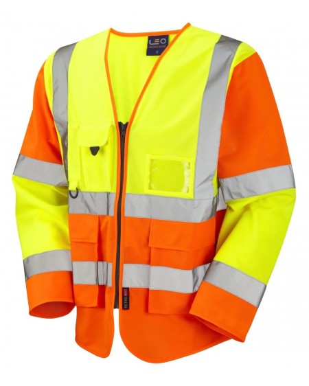 Leo S12 Long SLeeve hi vis vest Orange Yellow