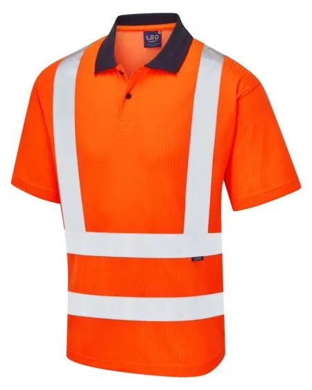 Leo Coolviz Two Tone Hivis Polo Shirt Orange