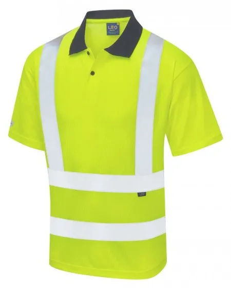 Leo Coolviz Two Tone Hivis Polo Shirt Yellow
