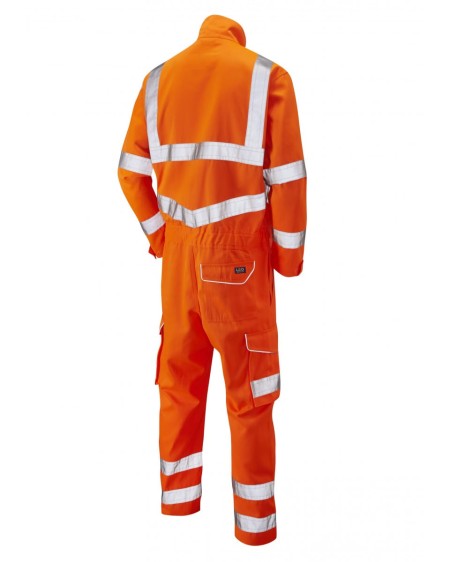 Leo Poly/Cotton Hi Vis Coverall Orange Class 3  - CV01 REAR