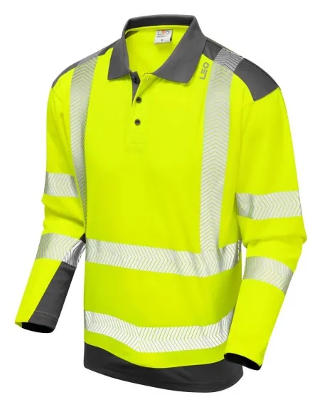 Yellow Long Sleeve Hi Vis Polo Shirt Coolviz Leo P15-Y/GY