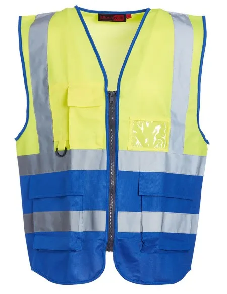 Premium Hi Vis Vest with Pockets Blackrock Yellow/Royal