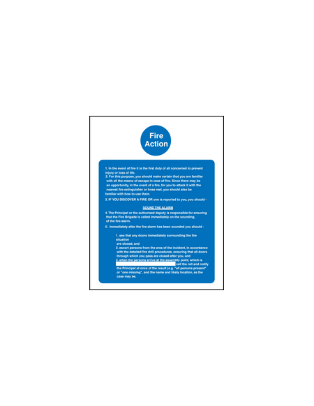 Fire action residential care homes sign