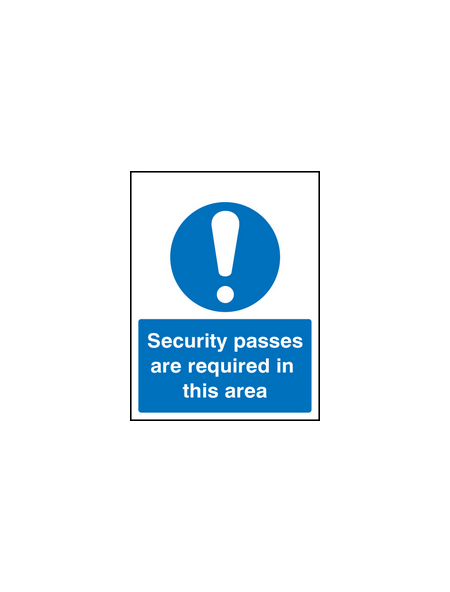 Security passes are required in area sign