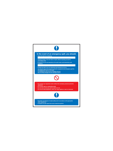 In the event of an emergency spill sign