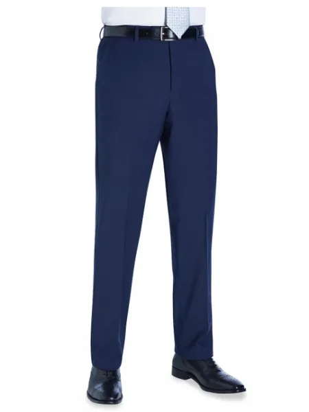8387 Avalino Single Pleat Trouser Mid Blue